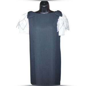 Darcy black shift dress with butterfly and bow shoulders, vintage, size 7/8